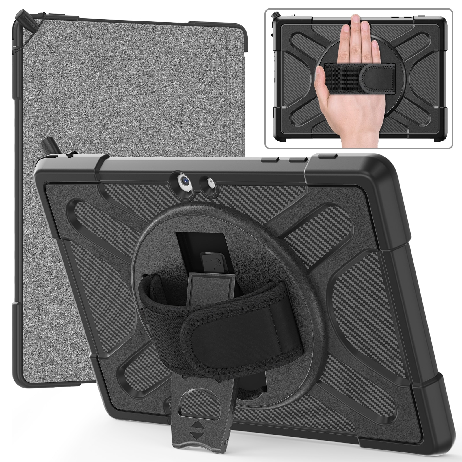 Husa tableta pentru Microsoft Surface Go 4 / 3 / 2 / 1, material TPU + PC, tip carcasa subtire, protectie anti-zgarieturi, acces complet la porturi, negru