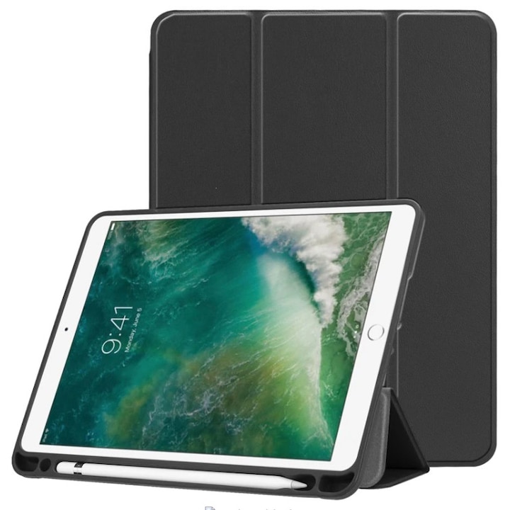 Husa Apple Ipad 9.7, Piele ecologica, Negru