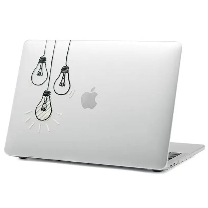 Husa cu Becuri, Design Artistic, Compatibila cu MacBook Touchbar Air 13", Protectie eficienta, Transparenta