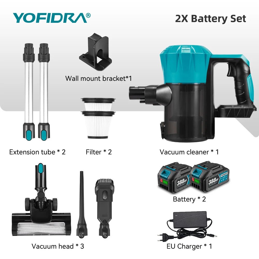 Aspirator fara fir, 1800W, 2 baterii, capacitate recipient 1500ml, putere de aspiratie 30 kPa
