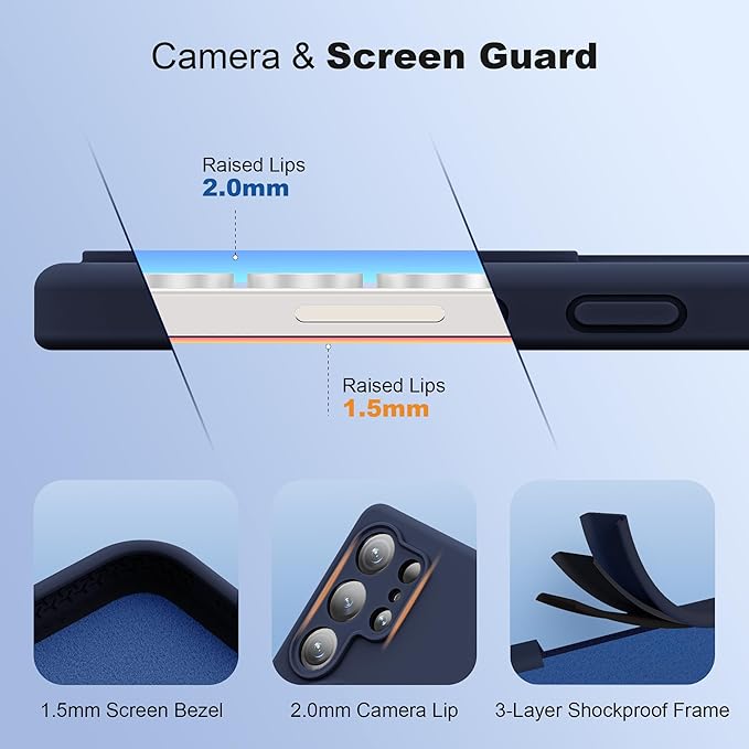 Husa telefon pentru Samsung Galaxy S25 Ultra, silicon moale, suport magnetic, protectie militara, ultra-subtire, Albastru inchis