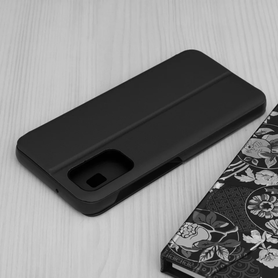 Husa pentru Samsung Galaxy A13 4G, SKYDDAR INNOVATION, eFold, tip carte, set cu sticker, Negru