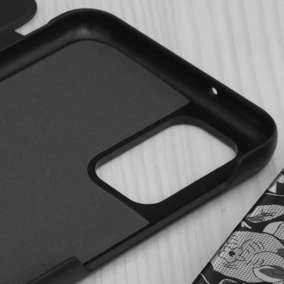 Husa pentru Samsung Galaxy A13 4G, SKYDDAR INNOVATION, eFold, tip carte, set cu sticker, Negru