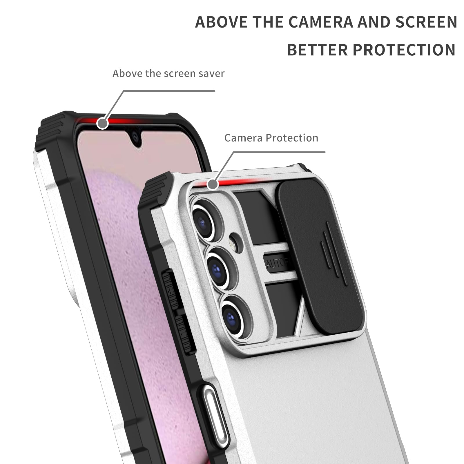 Husa telefon, pentru Samsung Galaxy A35 5G / Galaxy A55 5G Fereastra glisanta, suport inovator, Alb mat