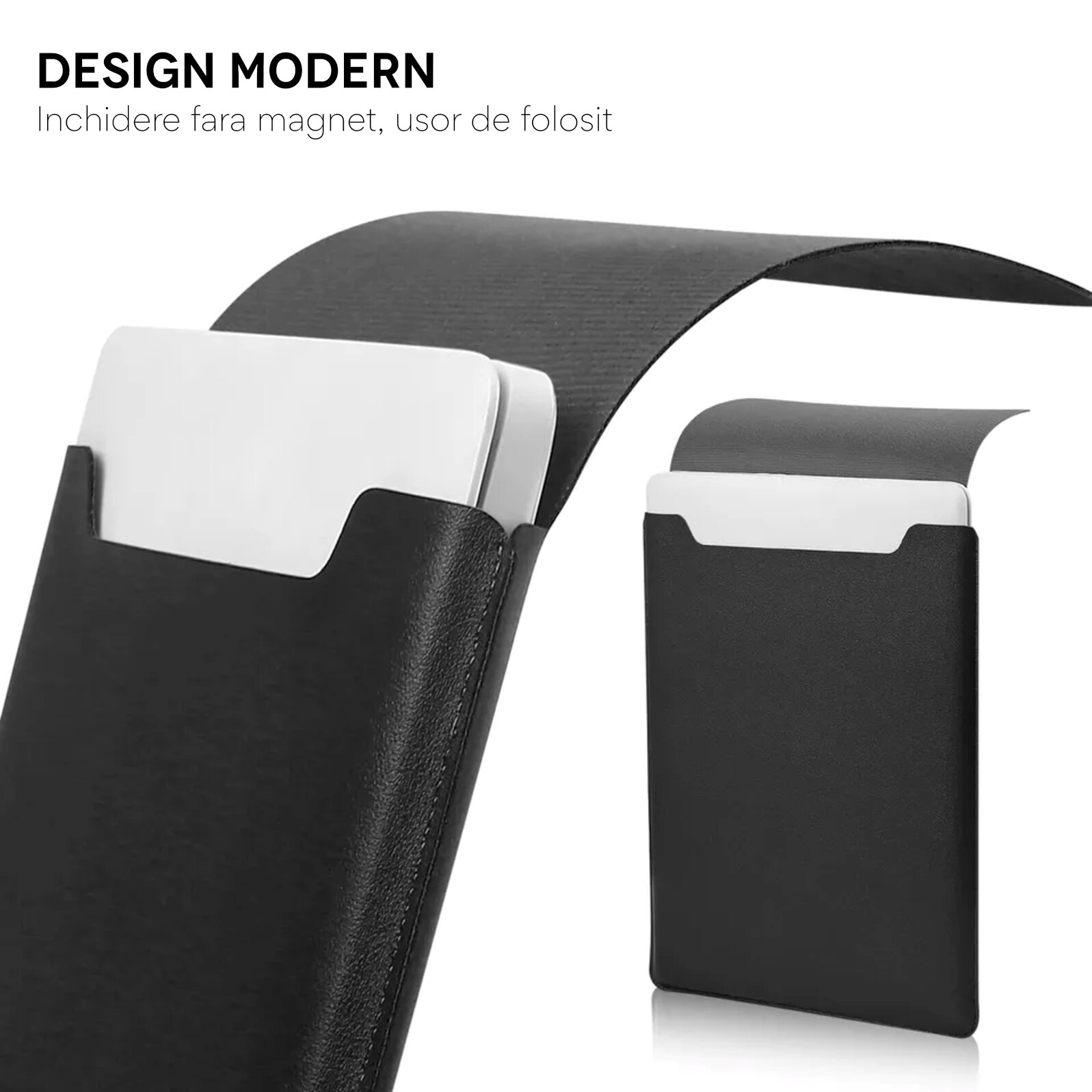 Husa pentru MacBook Pro/Air sau Laptop 15 inch Sleeve din piele PU premium cu mouse-pad inclus, rezistenta la apa, negru