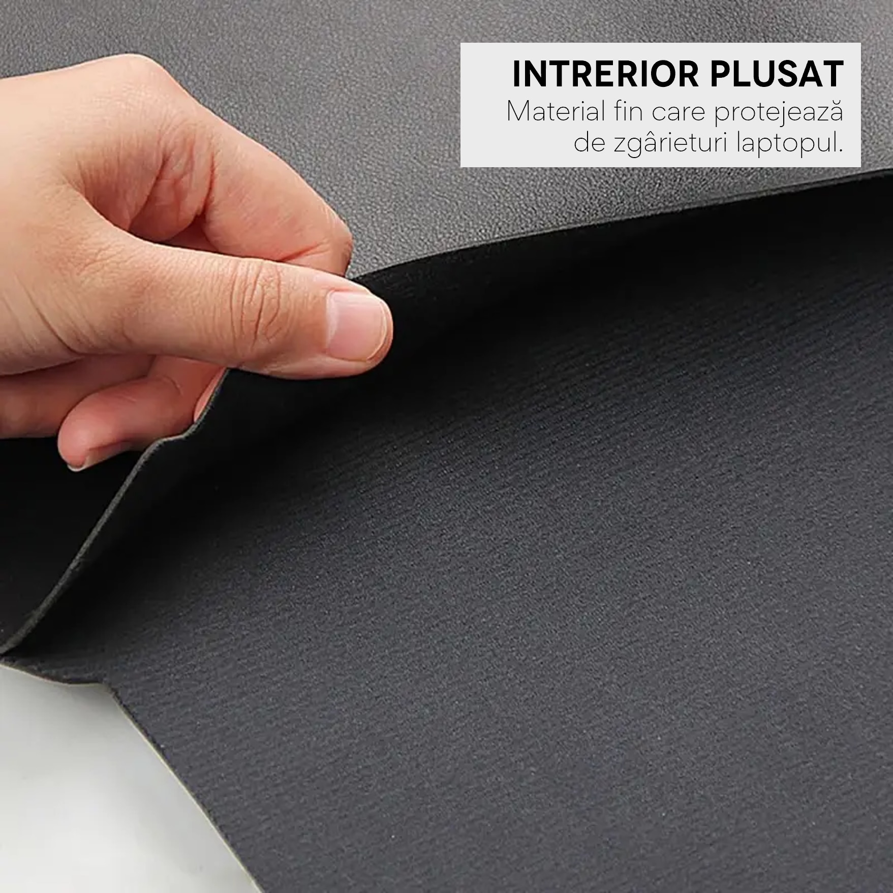 Husa pentru MacBook Pro/Air sau Laptop 15 inch Sleeve din piele PU premium cu mouse-pad inclus, rezistenta la apa, negru
