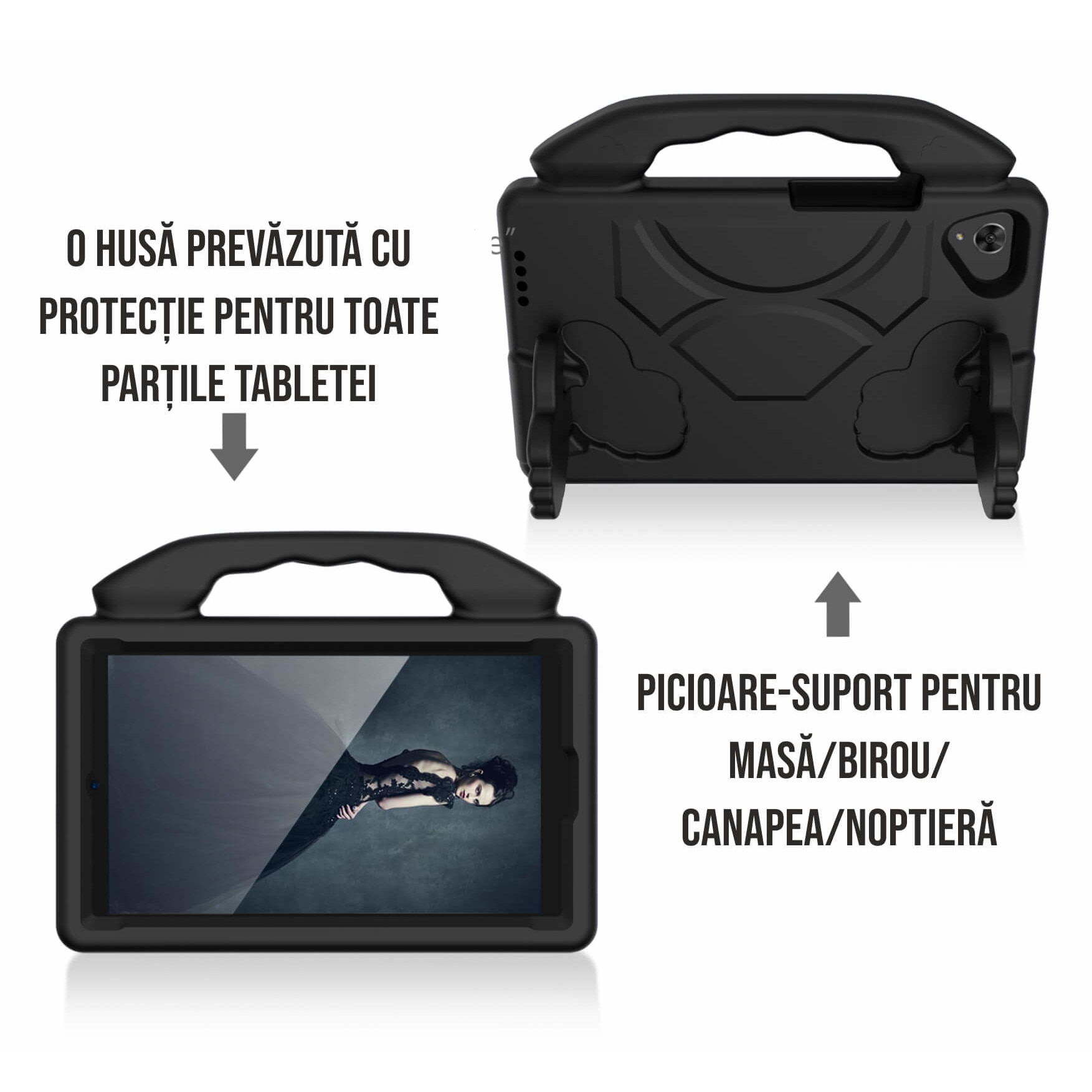 Husa tableta Samsung Tab A7 T500/T505 2020 10.4", Samsung TAB A7 T500 10.4", Huawei Mate Pad, Huawei Mate SE 10.4", Lenovo K10, Lenovo M10 Plus 10.3", M10 Plus TBX606F 10.3, negru