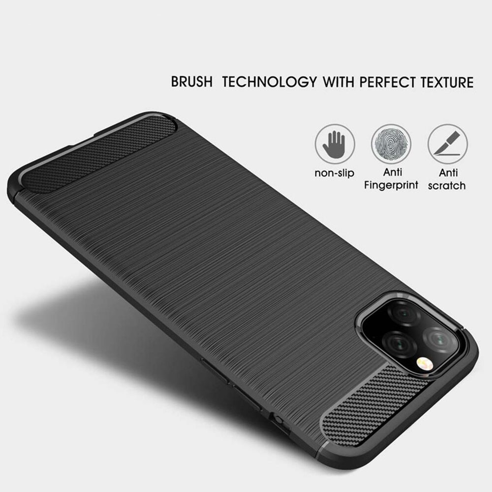 Husa protectie Mat-Tech compatibila cu iPhone 11, Textura Carbon, Finisaj Mat, Anti-Shock, Anti-Fingerprint, Rezistenta la impact, Negru