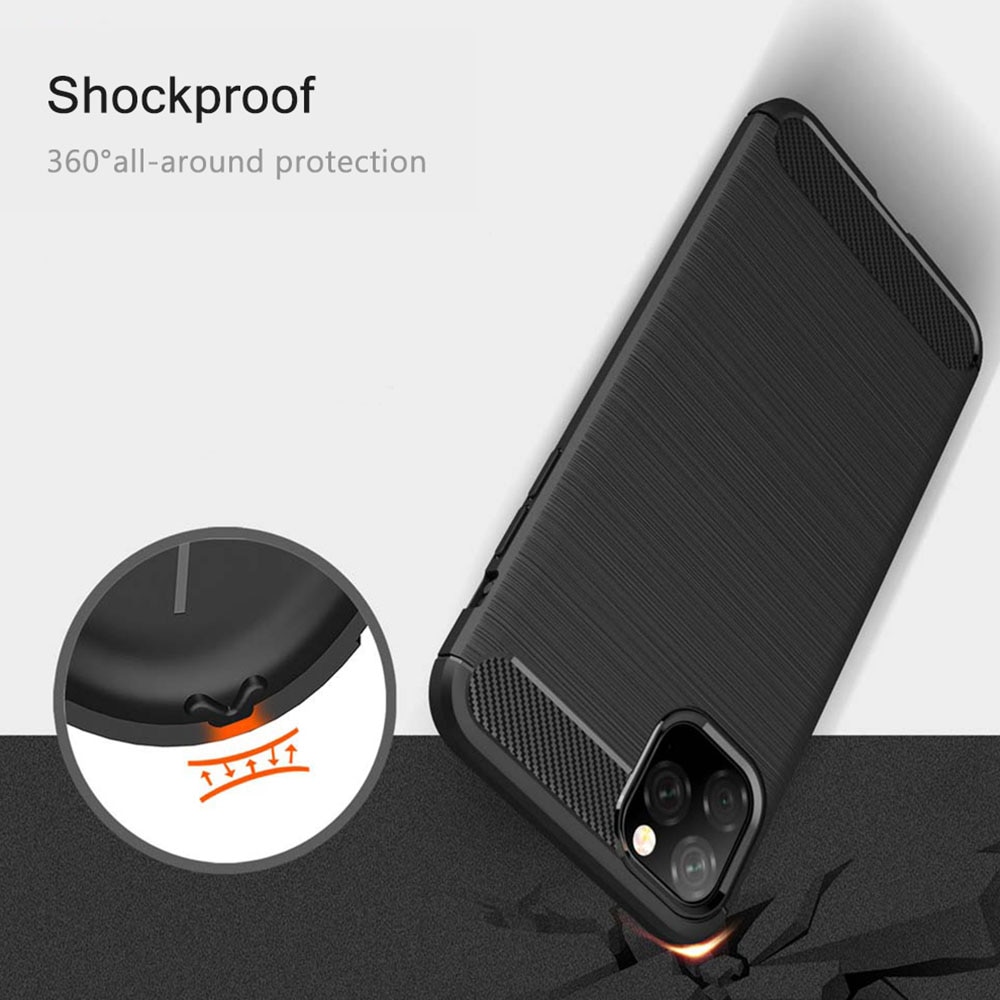 Husa protectie Mat-Tech compatibila cu iPhone 11, Textura Carbon, Finisaj Mat, Anti-Shock, Anti-Fingerprint, Rezistenta la impact, Negru