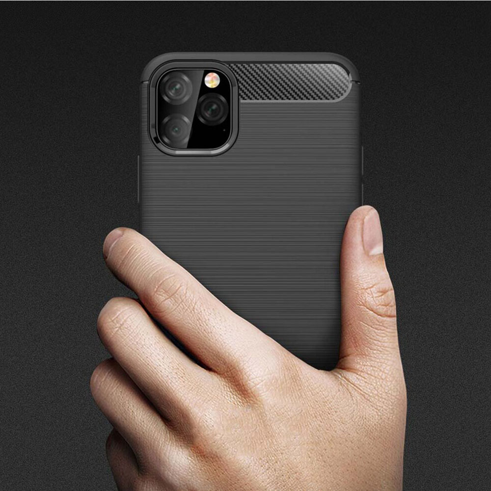 Husa protectie Mat-Tech compatibila cu iPhone 11, Textura Carbon, Finisaj Mat, Anti-Shock, Anti-Fingerprint, Rezistenta la impact, Negru