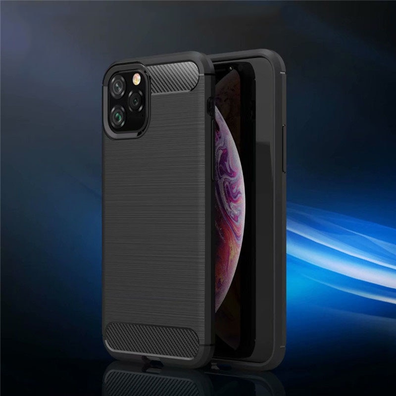 Husa protectie Mat-Tech compatibila cu iPhone 11, Textura Carbon, Finisaj Mat, Anti-Shock, Anti-Fingerprint, Rezistenta la impact, Negru