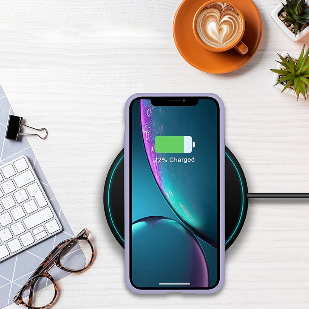 Husa CASEY STUDIOS™ pentru Apple iPhone X / XS, Soft Silicone Premium, Microfibra in Interior, Light Lilac, de Protectie, Ultra Slim, pentru Incarcare Wireless, Margini Ridicate pentru Protectia Ecranului si a Camerelor