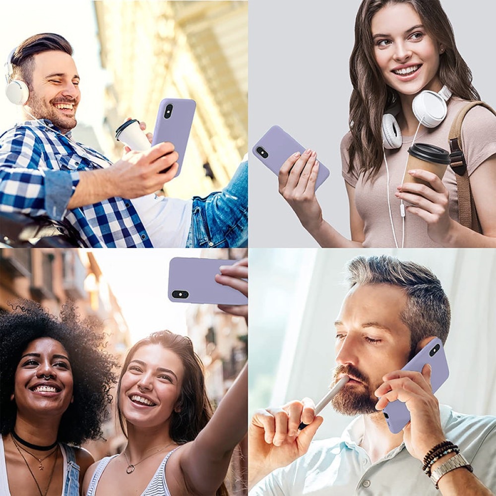 Husa CASEY STUDIOS™ pentru Apple iPhone X / XS, Soft Silicone Premium, Microfibra in Interior, Light Lilac, de Protectie, Ultra Slim, pentru Incarcare Wireless, Margini Ridicate pentru Protectia Ecranului si a Camerelor