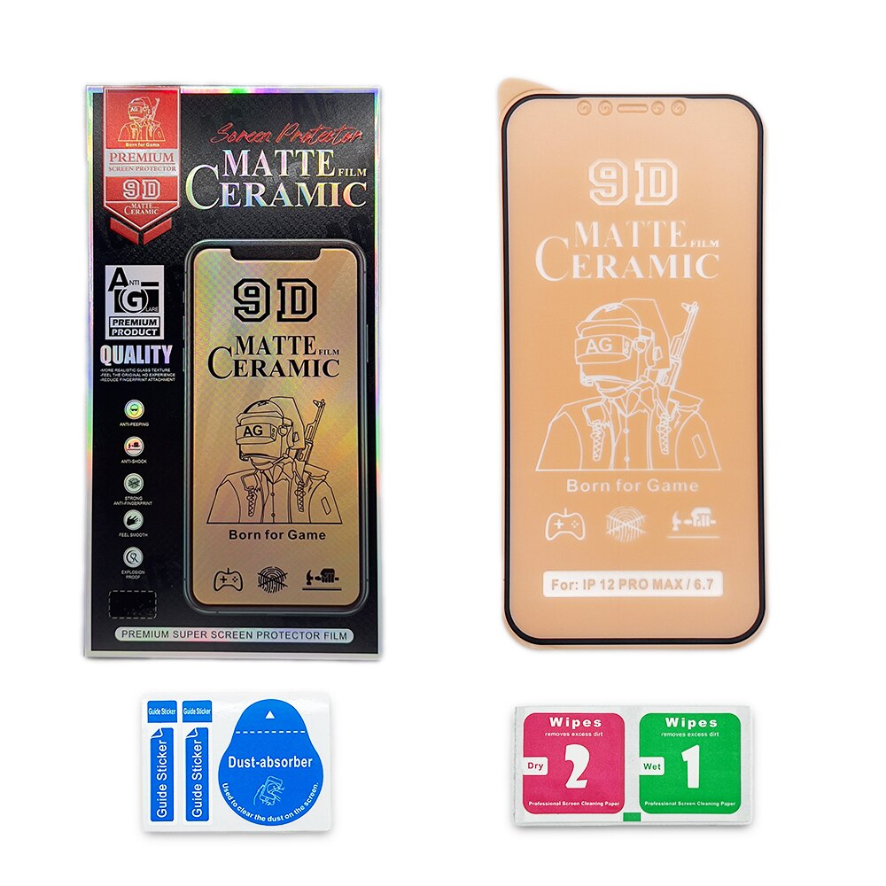 Folie de protectie ceramica, compatibila cu Apple iPhone 12 Pro Max, Full Cover, Negru/Mata