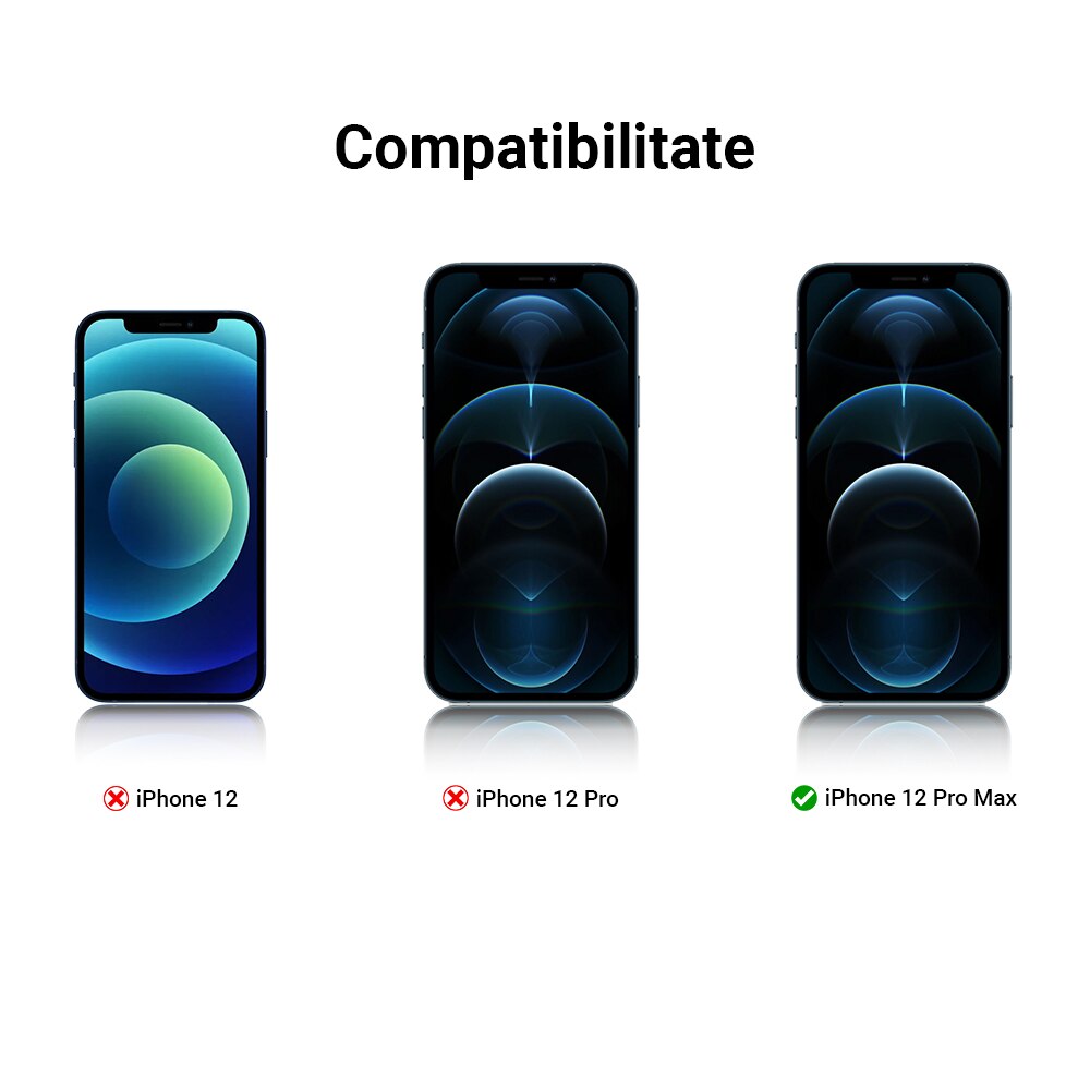 Folie de protectie ceramica, compatibila cu Apple iPhone 12 Pro Max, Full Cover, Negru/Mata