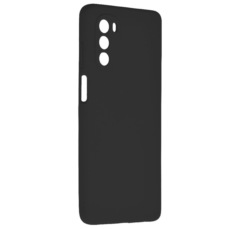 Husa compatibila cu Motorola Edge 20, Silicon cover, Interior Microfibra, Protectie la camera, Negru, Atlas