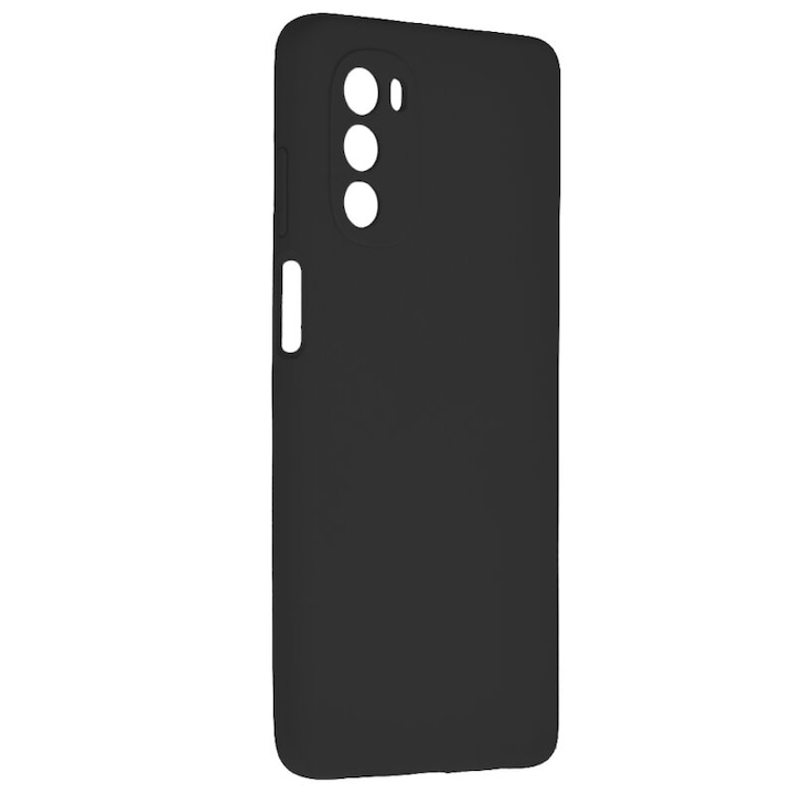 Husa compatibila cu Motorola Edge 20, Silicon cover, Interior Microfibra, Protectie la camera, Negru, Atlas