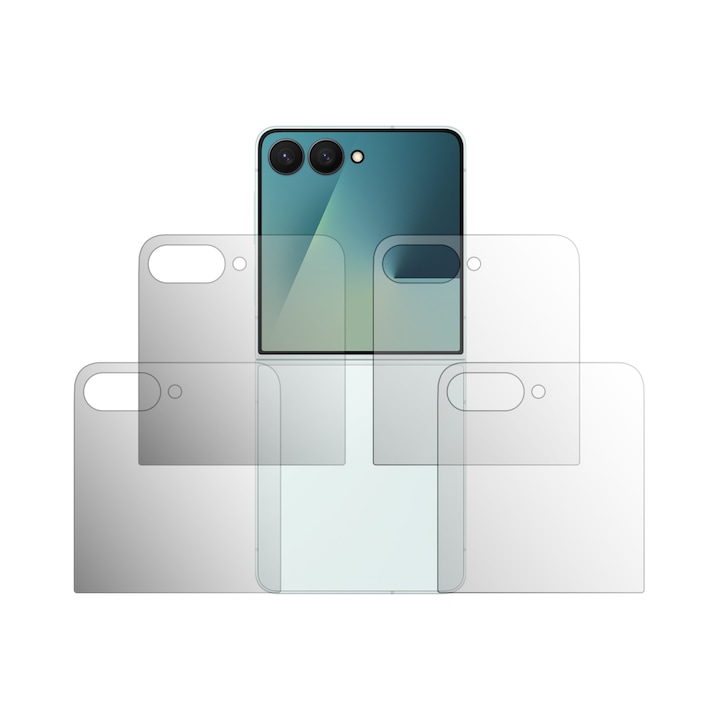 Set 4X Folie Protectie Ecran Externa Folie24, pentru Samsung Galaxy Z Flip7, 2X Ultra-Clear + 2X Mate, Acoperire Full-Display si Case-Friendly, Adezive, Flexibile cu Auto Regenerare