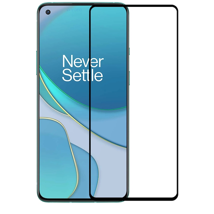 Folie de Sticla 5D Tempered Glass Full Glue Negru, Acoperire Completa pentru OnePlus 8T
