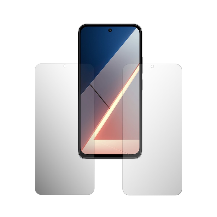 Set 2X Folie Protectie Ecran Folie24, pentru Poco M7 4G, 1X Ultra-Clear + 1X Mata, Acoperire Case-Friendly ( Compatibile cu Carcasa ), Adezive, Flexibile cu Auto Regenerare