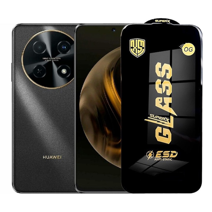 Folie de Protectie pentru Huawei Nova 12 i, Flippy, Sticla Securizata ESD, Margini Negre, Rezistenta la Zgirieturi, Antistatica, 0.35 mm, Transparenta
