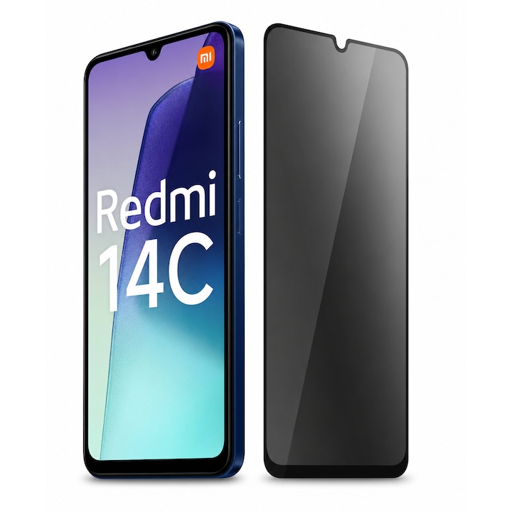 Folie sticla securizata, compatibila cu Xiaomi Redmi 14C, Privacy, Lipici pe tot ecranul