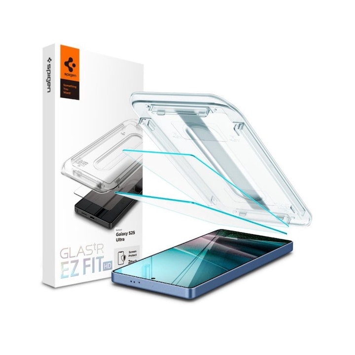 Set 2 Bucati, Folie Sticla Securizata Spigen Glas Tr Ez Fit, Compatibila Cu Samsung Galaxy S25 Ultra, Aplicator Inclus