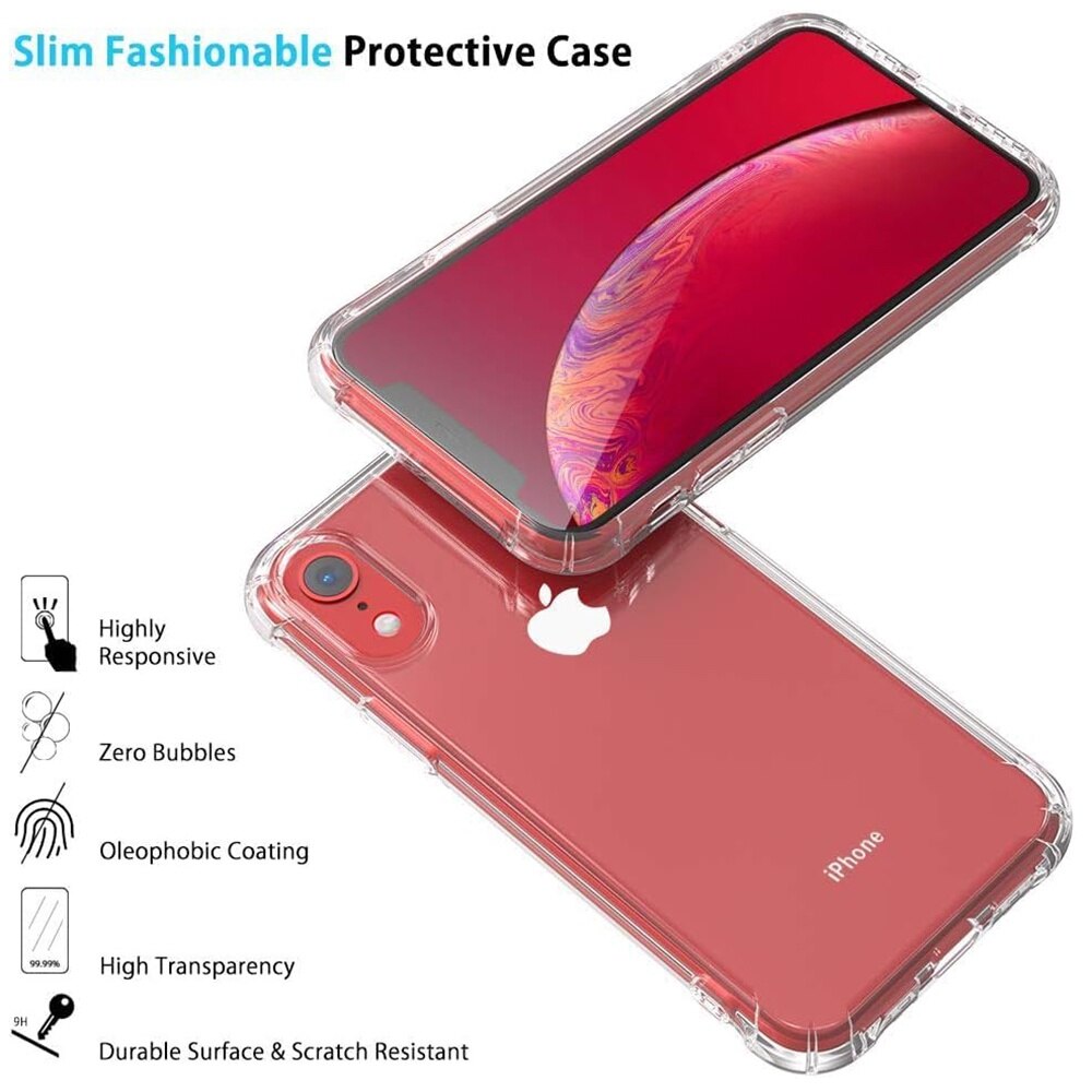 Husa protectie Mat-Tech compatibila cu iPhone XR, Colturi anti-soc, Decupaje Precise, Rezistenta la impact, Margini ridicate pentru protectia ecranului, Transparenta