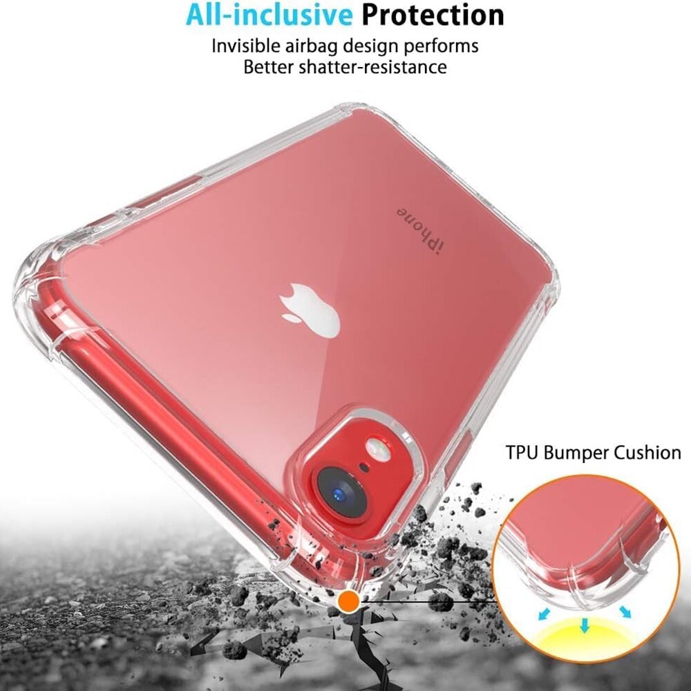 Husa protectie Mat-Tech compatibila cu iPhone XR, Colturi anti-soc, Decupaje Precise, Rezistenta la impact, Margini ridicate pentru protectia ecranului, Transparenta