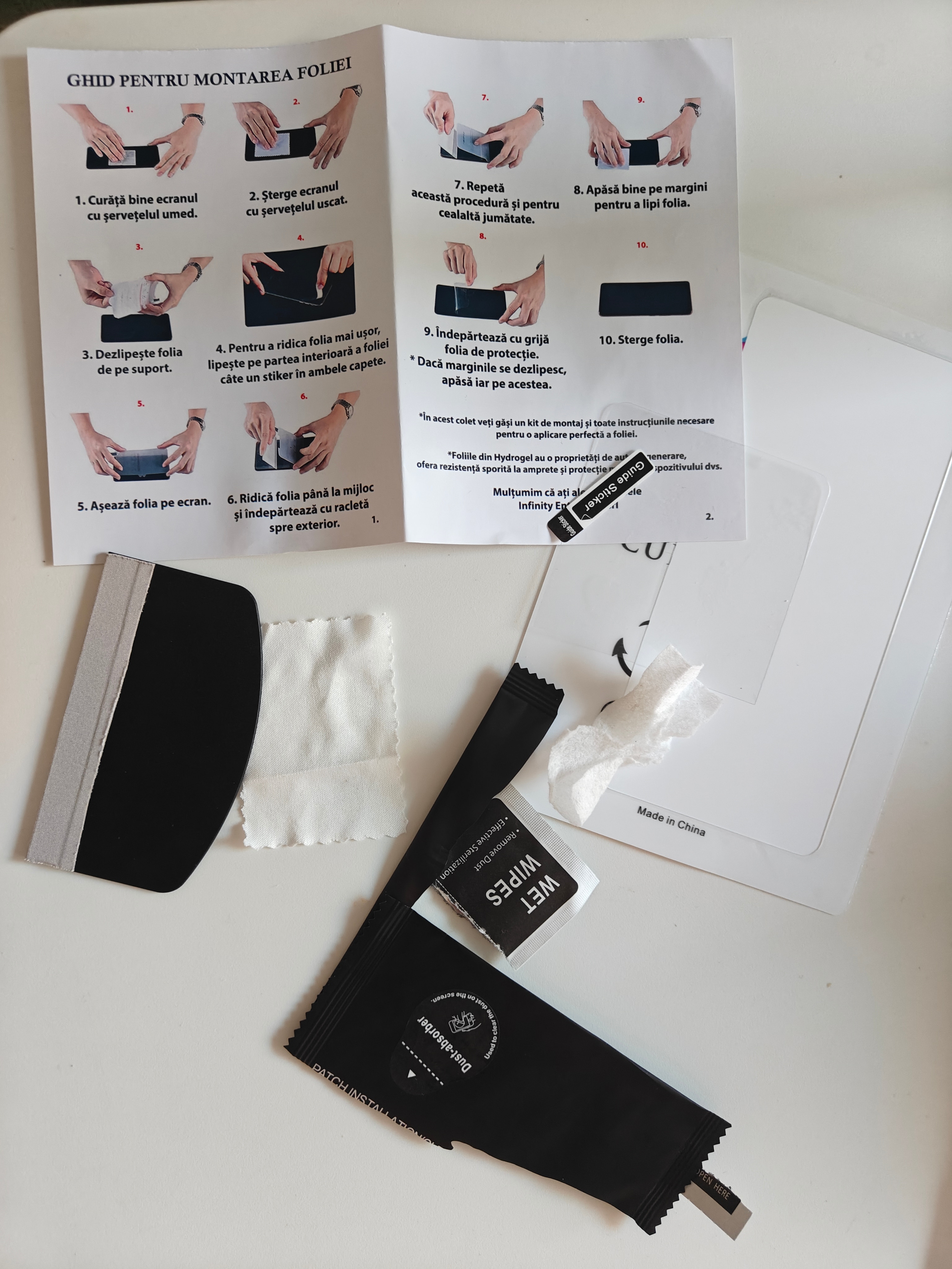 Folie Display pentru OnePlus 12R, protectie Premium Infinity Enterprise pentru ecran telefon Fata din Hydrogel Regenerabil, Flexibil, lipire Completa, Silicon, Set complet pentru Instalare usoara