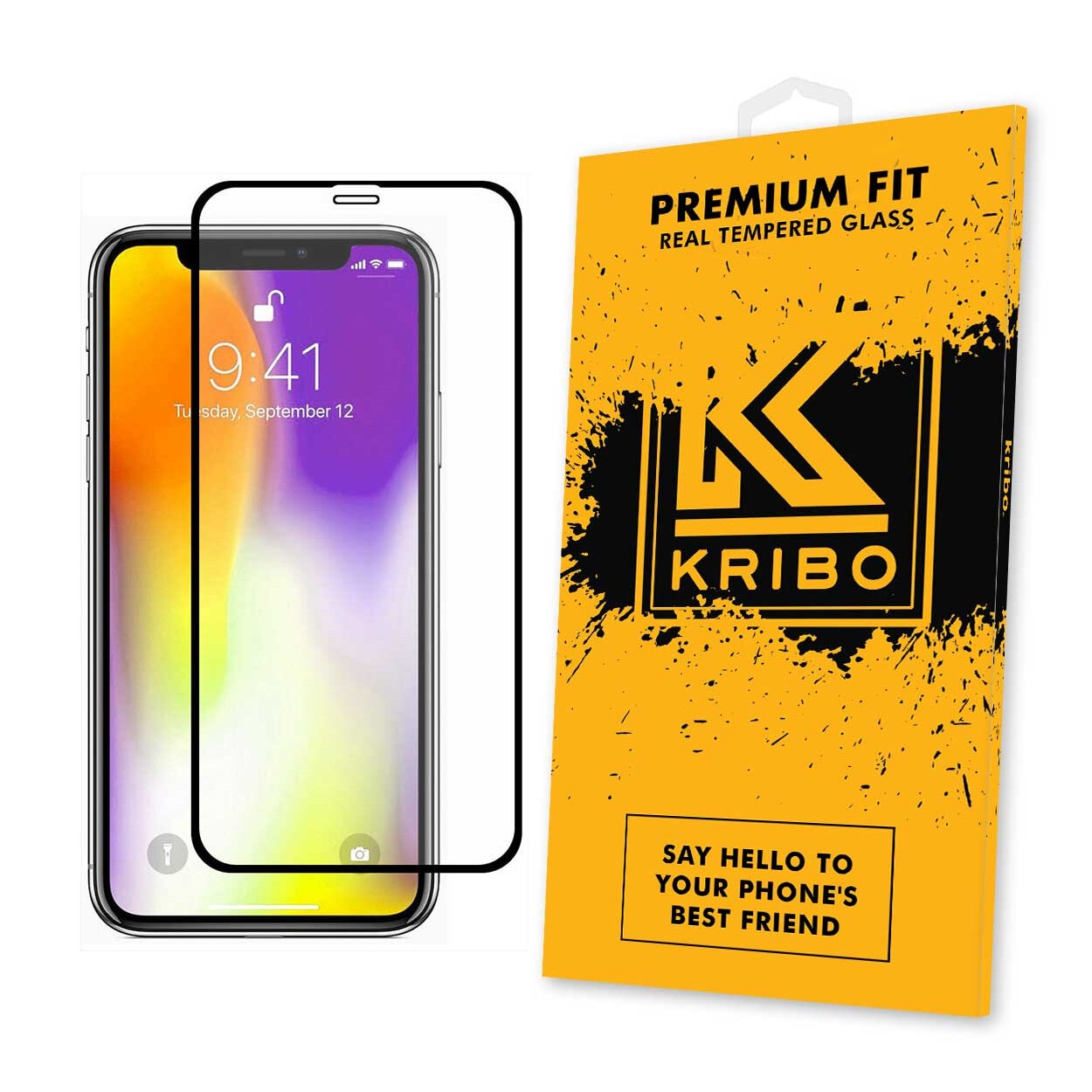 Folie Sticla Kribo, Premium Fit, pentru Apple iPhone 11 Pro / XS / X, Transparenta HD, Protectie Ecran Premium, Full Cover, Full Glue