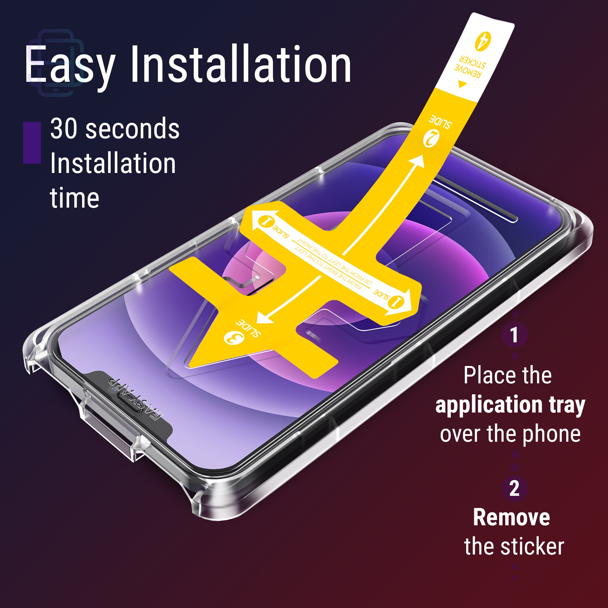 Set 2 Folii sticla pentru iPhone 12 / 12 Pro, Full Cover 3D, DefenSlim, instalare usoara si rapida cu dispozitiv de potrivire automata in 30 sec cu Easy Install Kit patentat, protectie telefon