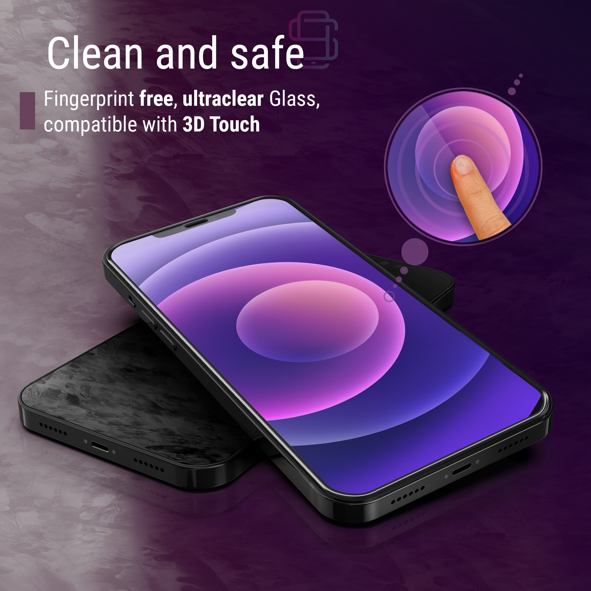 Set 2 Folii sticla pentru iPhone 12 / 12 Pro, Full Cover 3D, DefenSlim, instalare usoara si rapida cu dispozitiv de potrivire automata in 30 sec cu Easy Install Kit patentat, protectie telefon