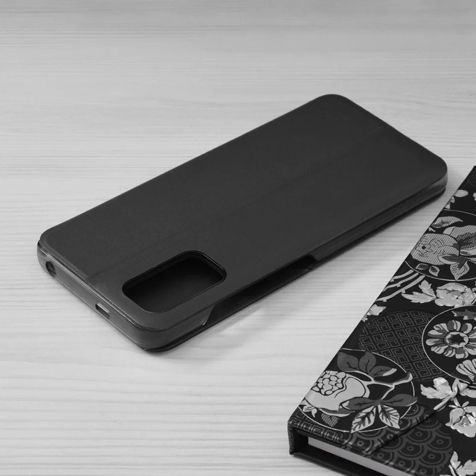 Husă tip carte pentru Xiaomi Redmi Note 10 5G/Poco M3 Pro 5G, SKYDDAR INNOVATION, eFold, negru, set cu sticker 40x40mm