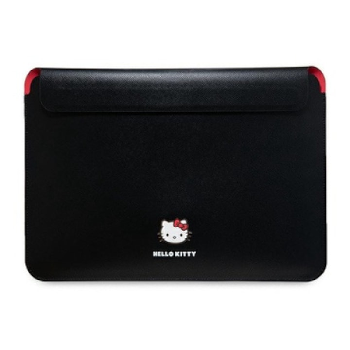 Husa laptop, Hello Kitty, PU, 38x30x3 cm, Negru