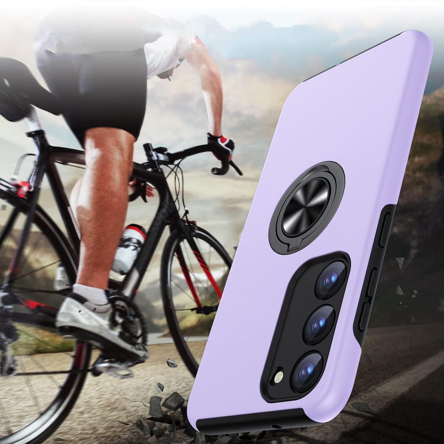 Husa pentru Samsung Galaxy S23 Plus, inel rotativ 360° si Kickstand, Protectie Militara Antisoc, cu disipare termica, Purple