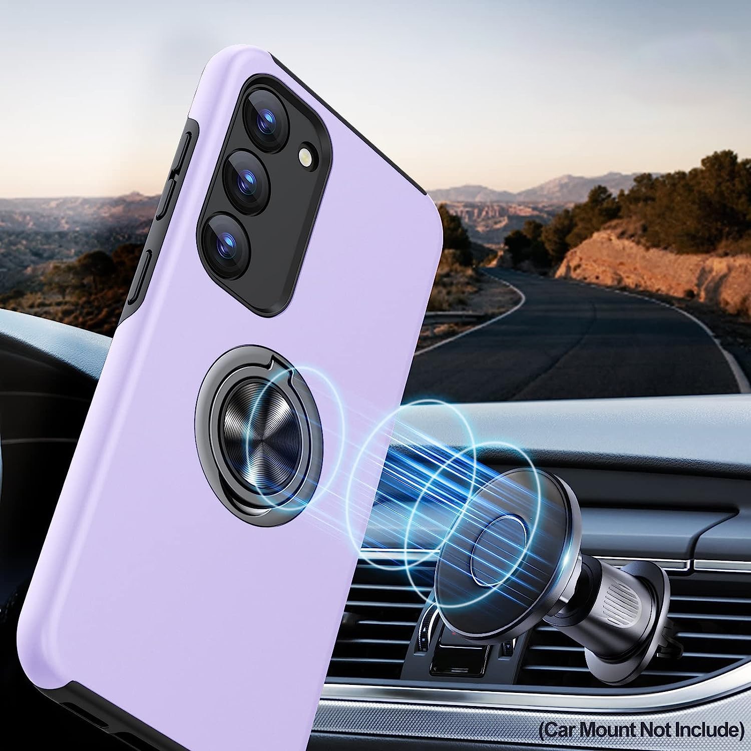 Husa pentru Samsung Galaxy S23 Plus, inel rotativ 360° si Kickstand, Protectie Militara Antisoc, cu disipare termica, Purple