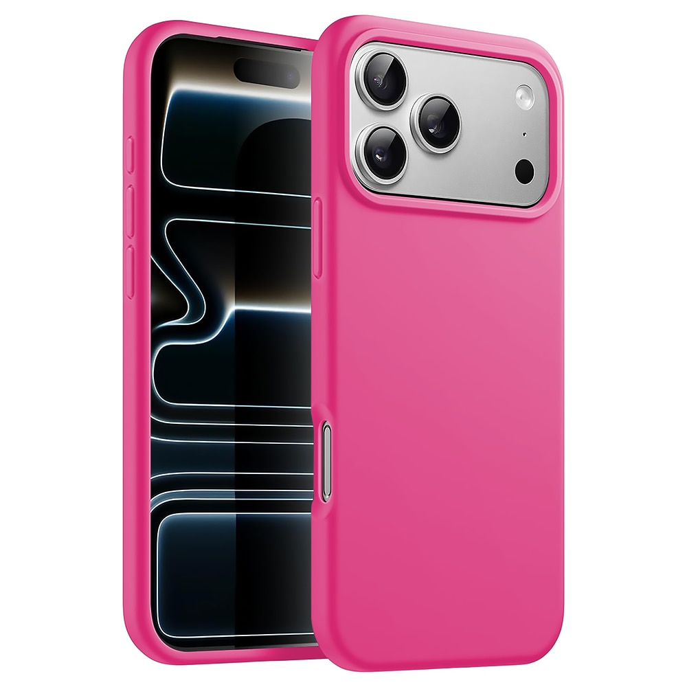 Husa CASEY STUDIOS™ pentru Apple iPhone 17 Pro, Soft Silicone Premium, Microfibra in Interior, de Protectie, Ultra Slim, pentru Incarcare Wireless, Margini Ridicate pentru Protectia Ecranului si a Camerelor, Fucsia