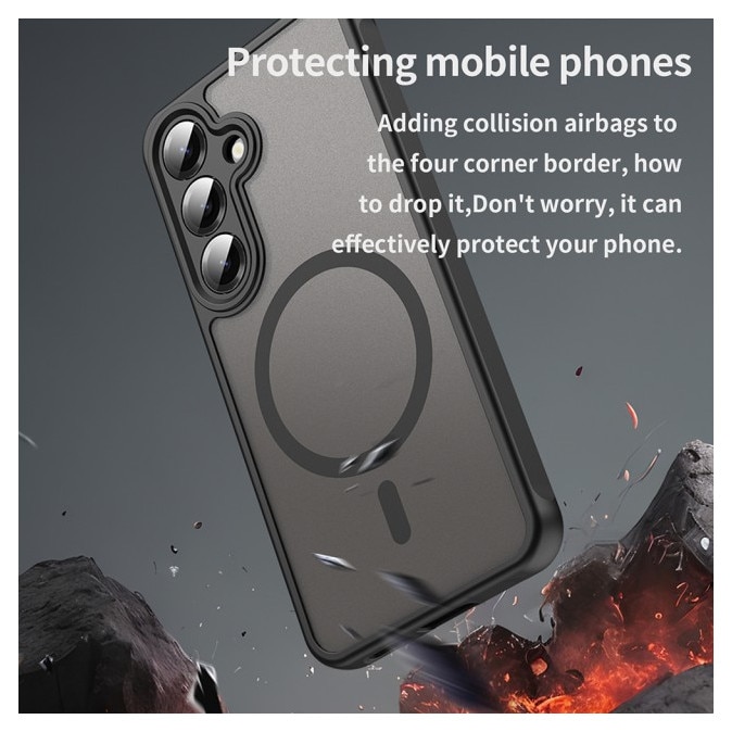 Husa Upzz® Halo Pentru Samsung Galaxy S25 FE, Magsafe, Protectie Camere si Colturi, Design Premium, Super Rezistenta, Black