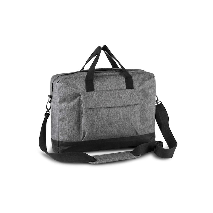 Geanta pentru laptop, 40x30x10 cm KI0427, Grey Twill, Black
