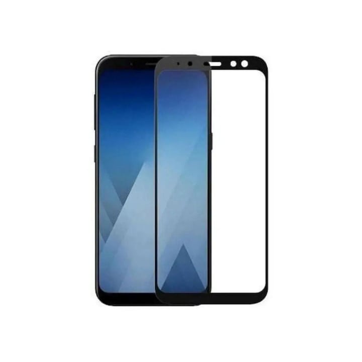 Folie din sticla 5D securizata pentru Telefon, Compatibila cu Samsung Galaxy A6 plus 2018, Full Glue, Black