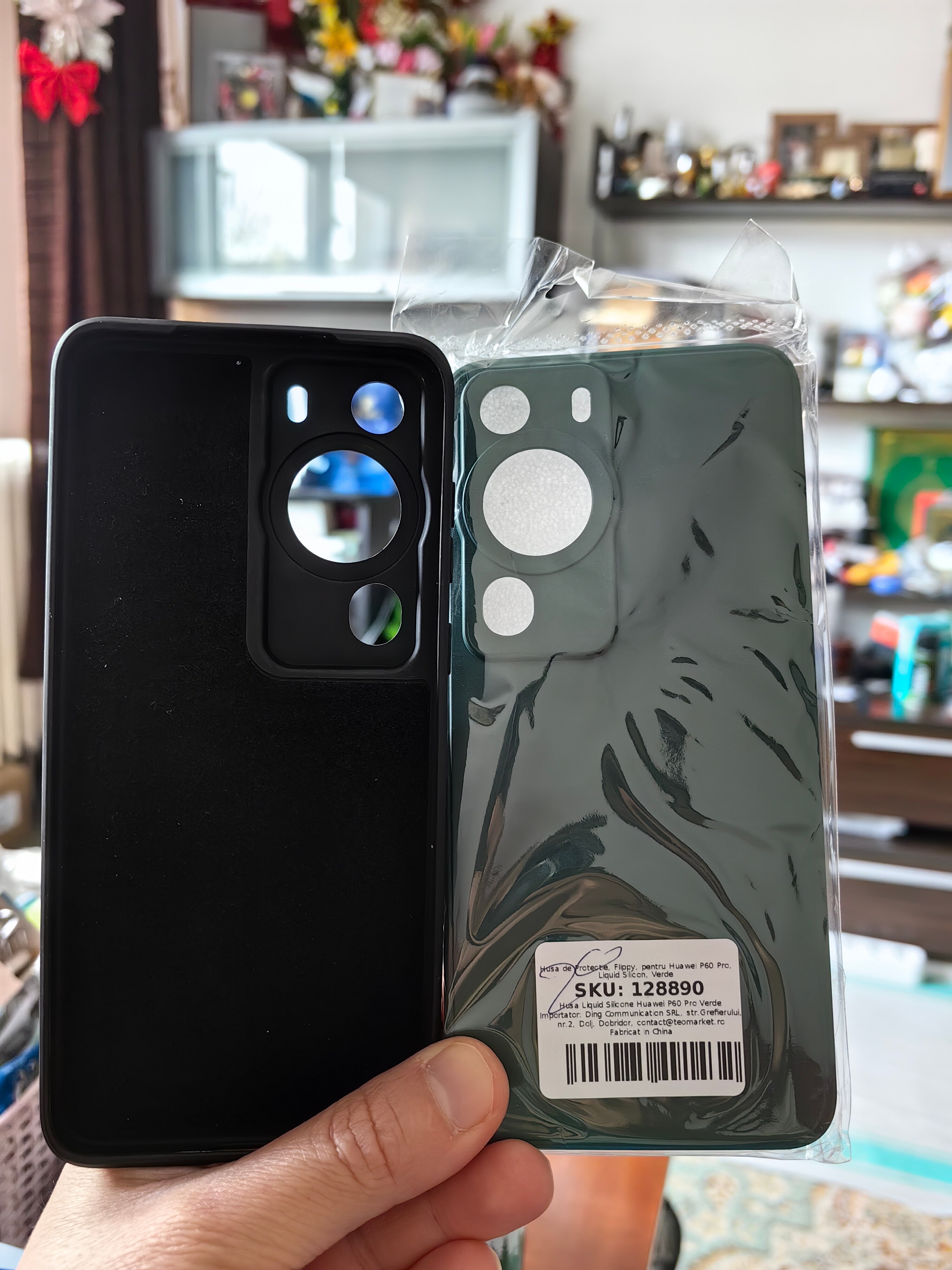 Husa de Protectie, Flippy, pentru Huawei P60 Pro, Liquid Silicone, cu Microfibra pe Interior, Protectie Antisoc, Compatibil Incarcare Wireless, Negru