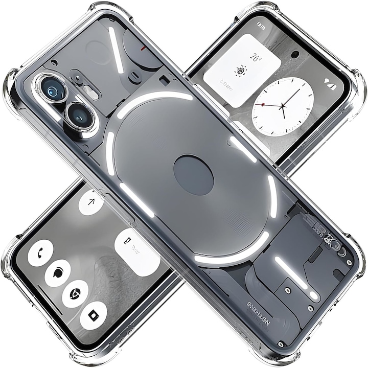 Husa telefon compatibila cu Nothing Phone 2, Protectie Camera si Colturi, Military Grade Drop Protection, Shockproof Clear Silicone