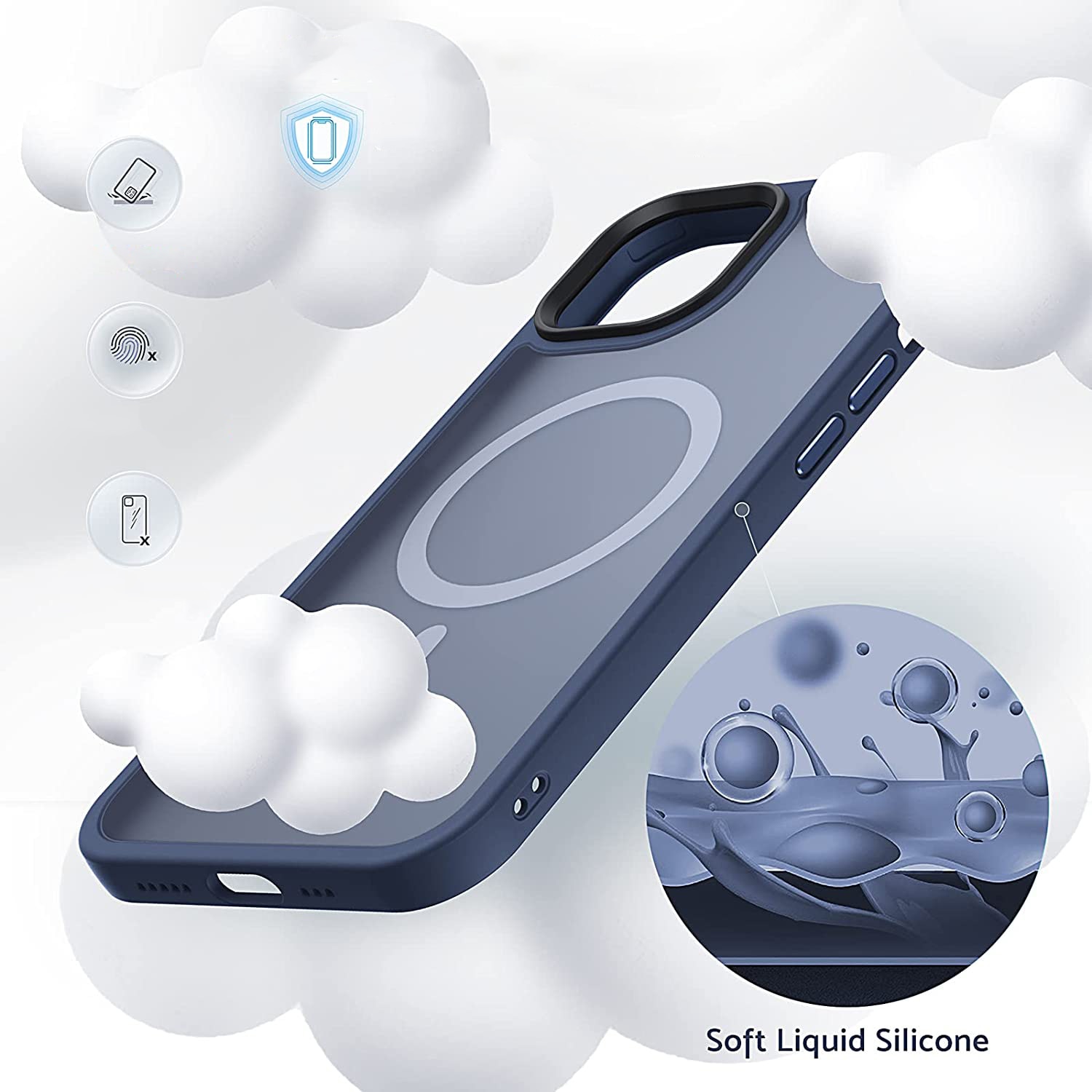 Husa pentru IPhone 14 PLUS, MobileSmart MagSafe, Hybrid ultra slim, carcasa spate Antisoc, hardcase, Blue