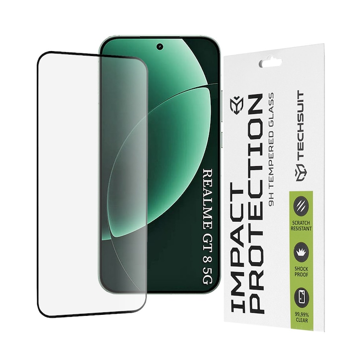 Folie pentru Realme GT 8 Pro - Techsuit 111D Full Cover / Full Glue Glass - Black