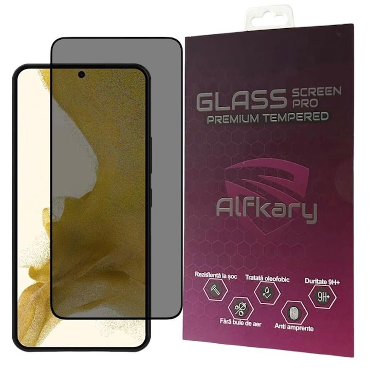 Folie Protectie Privacy compatibila Xiaomi Redmi Note 12 Pro, sticla securizata, Full Glue 9H