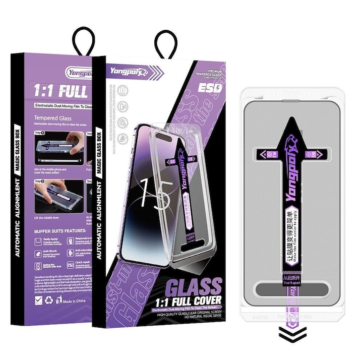Folie protectie telefon, pentru iPhone 12/12 Pro, instalare automata, transparent, set complet