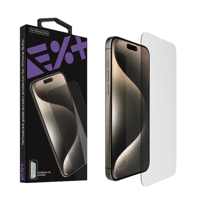 Folie de protectie Next One, Tempered glass screen protector pentru iPhone 15 Pro