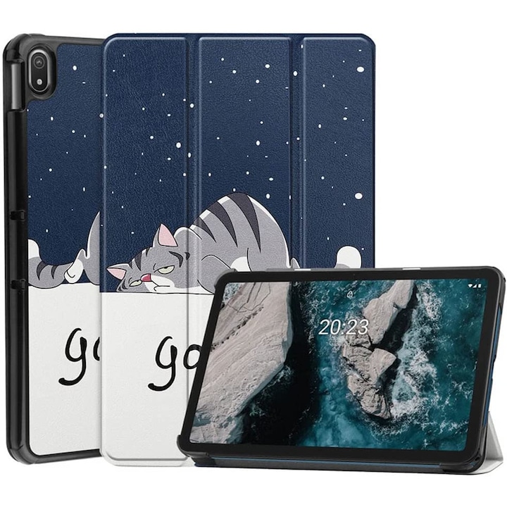 Husa Slim Sigloo, Smart Cover, Trifold, pentru tableta Nokia T21 2022, 10,4inch, model Good Night
