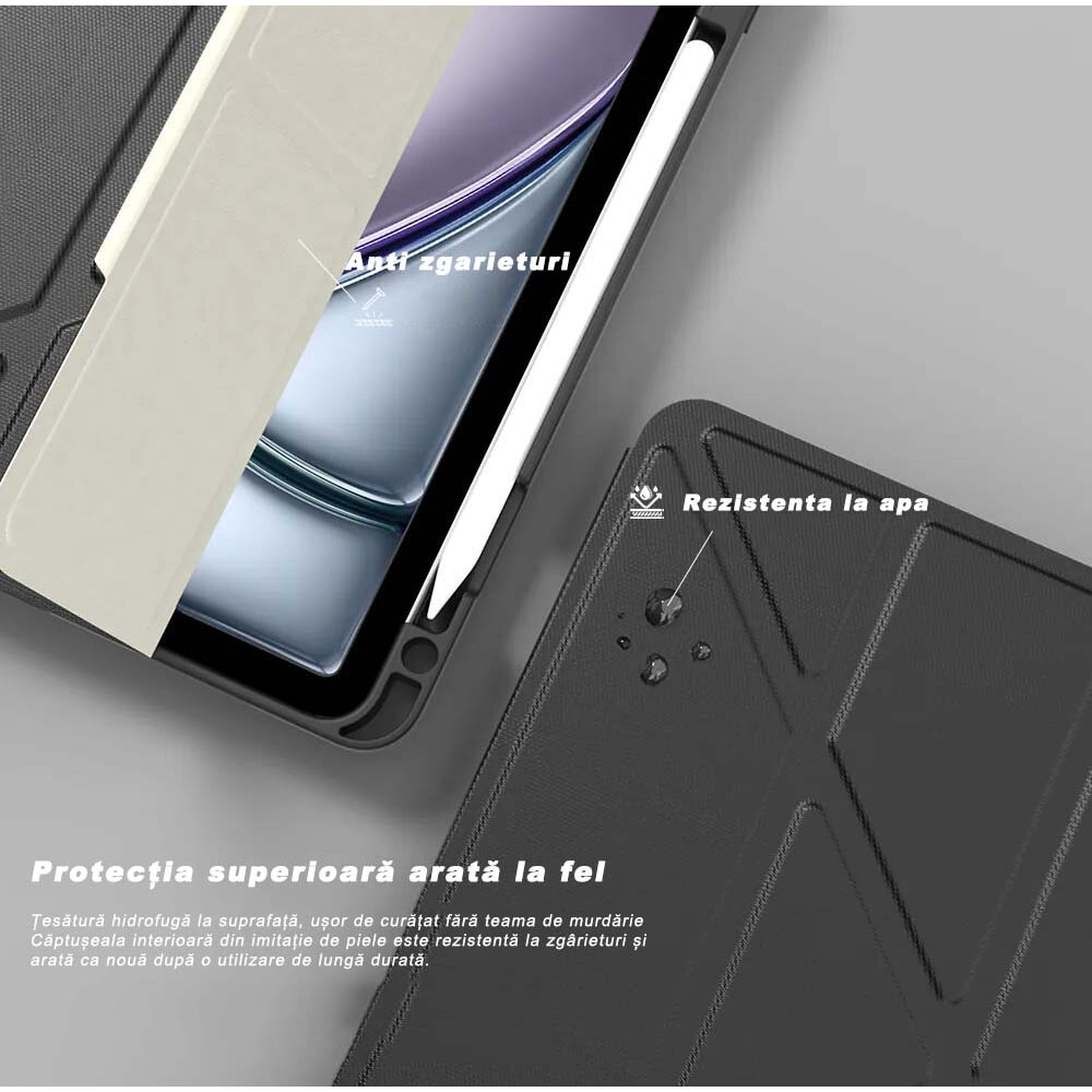Husa tableta, Stnqtsrv, functie anti-soc, magnetica, negru, pentru iPad 10.2/10.5 inch